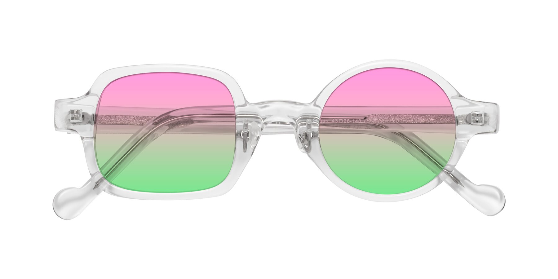 Folded Front of Singer in Clear with Pink / Green Gradient Lenses