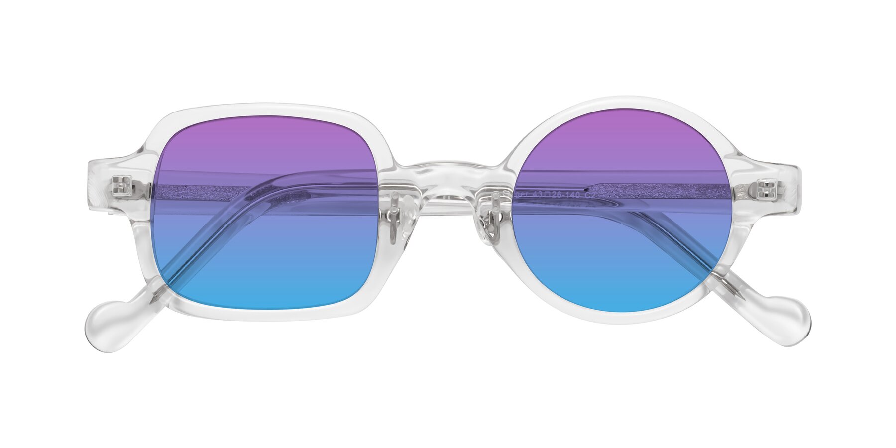 Folded Front of Singer in Clear with Purple / Blue Gradient Lenses