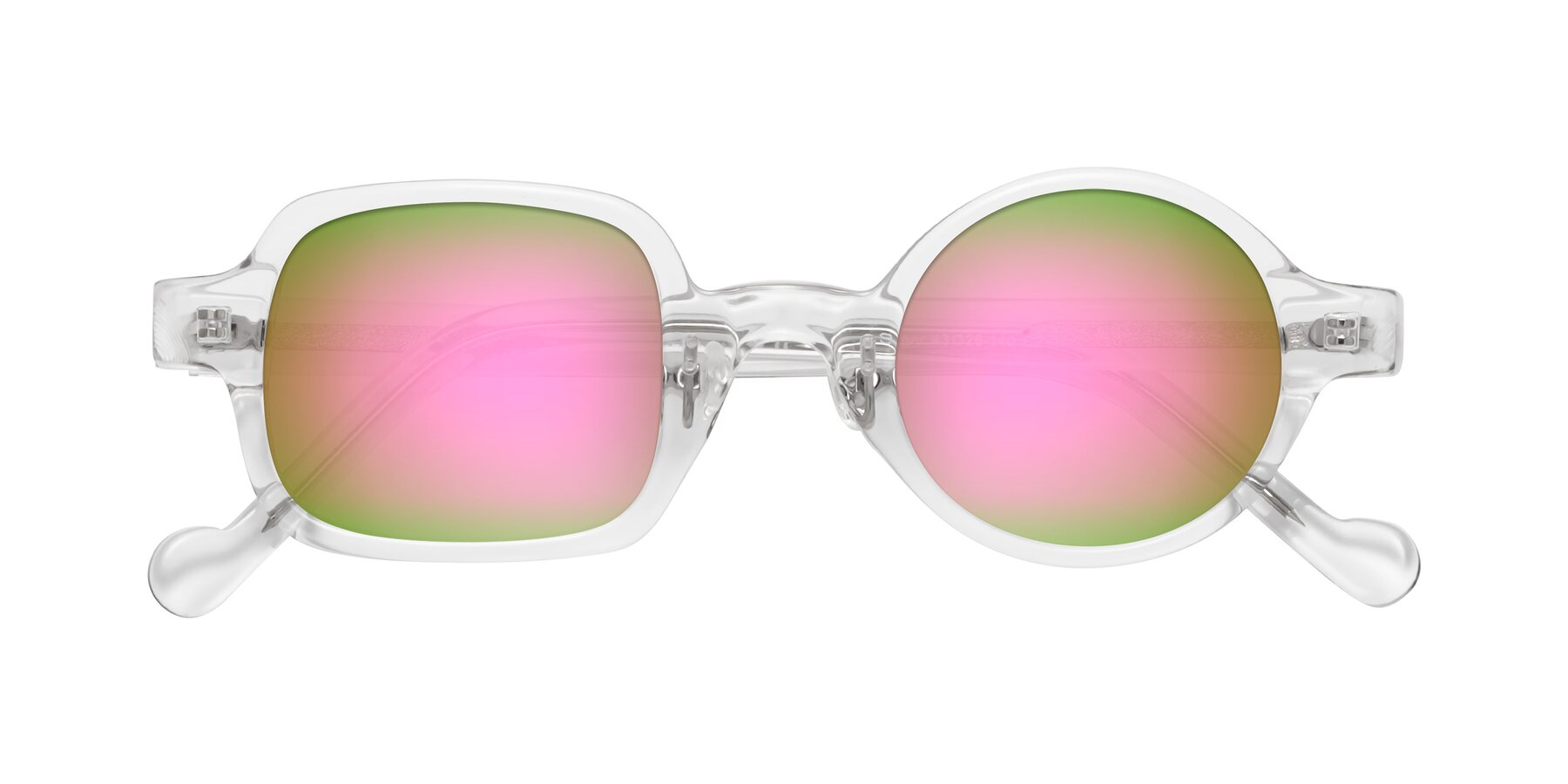 Folded Front of Singer in Clear with Pink Mirrored Lenses