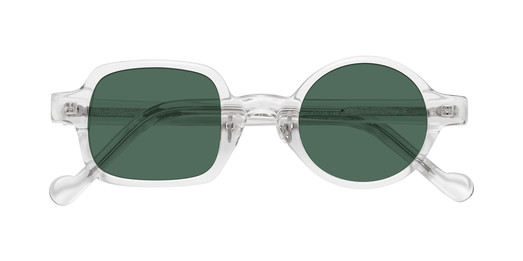 Folded Front of Singer in Clear with Green Polarized Lenses