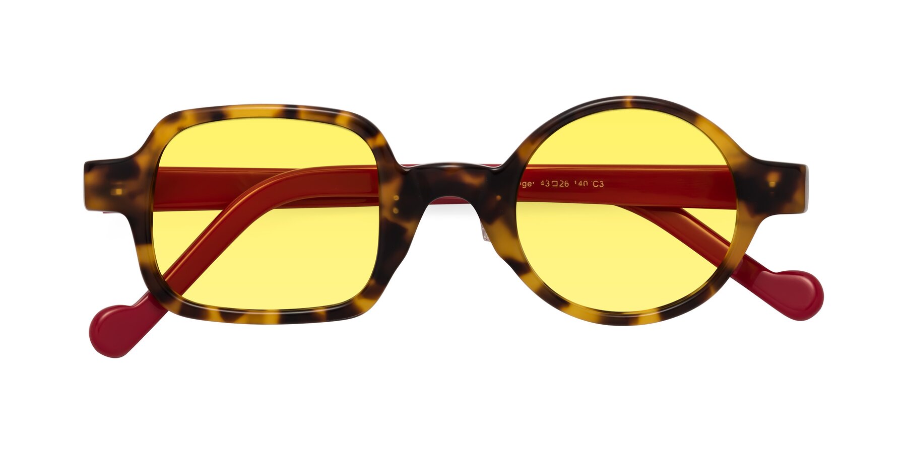 Folded Front of Singer in Tortoise with Medium Yellow Tinted Lenses