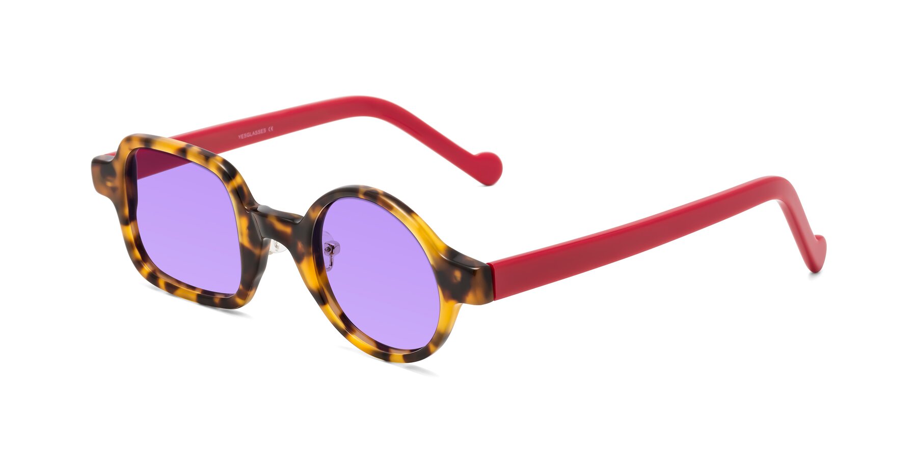 Angle of Singer in Tortoise with Medium Purple Tinted Lenses