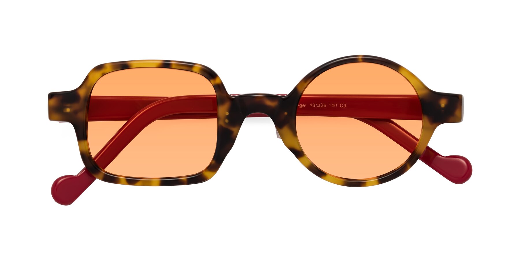 Folded Front of Singer in Tortoise with Medium Orange Tinted Lenses