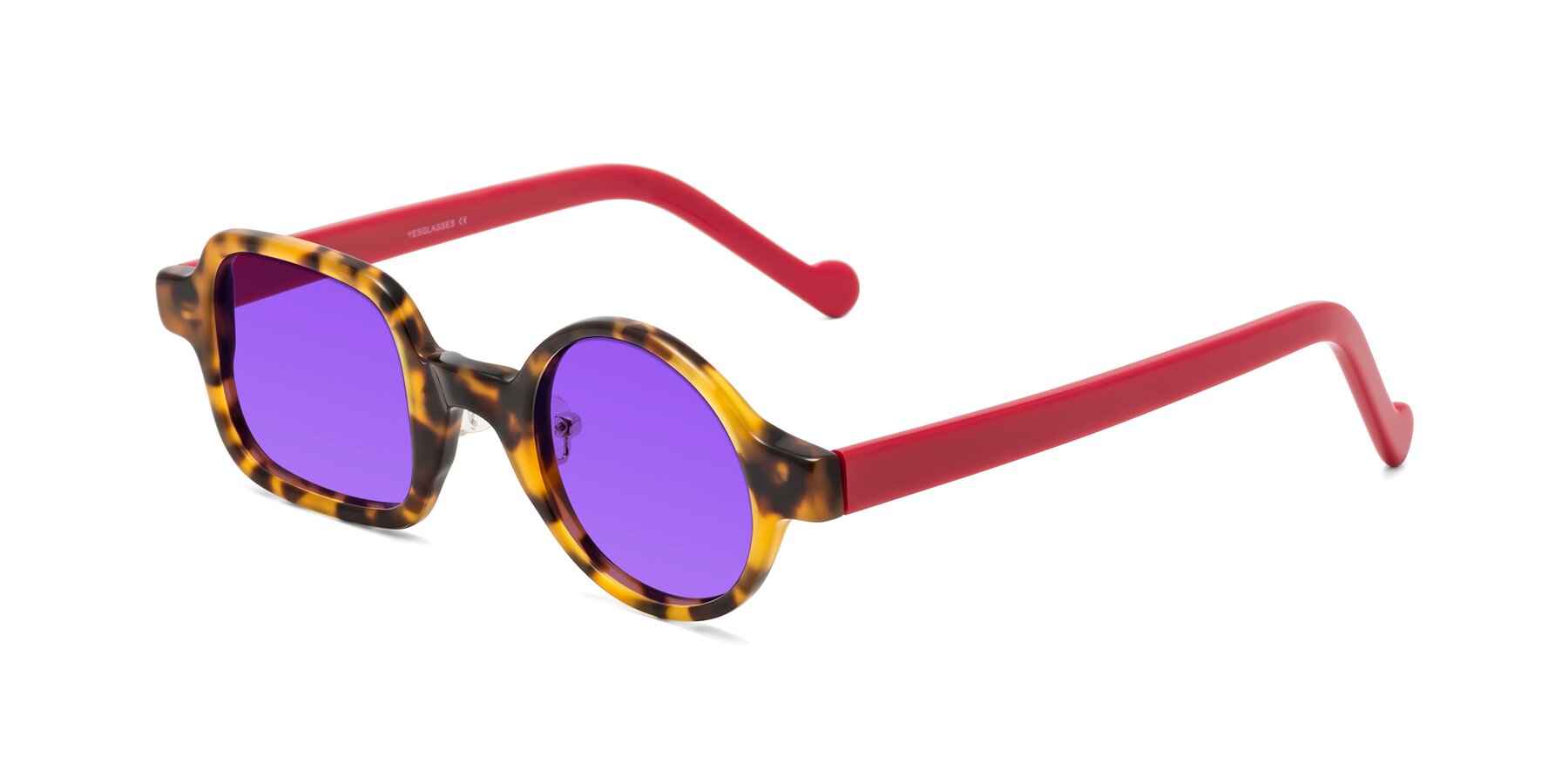 Angle of Singer in Tortoise with Purple Tinted Lenses