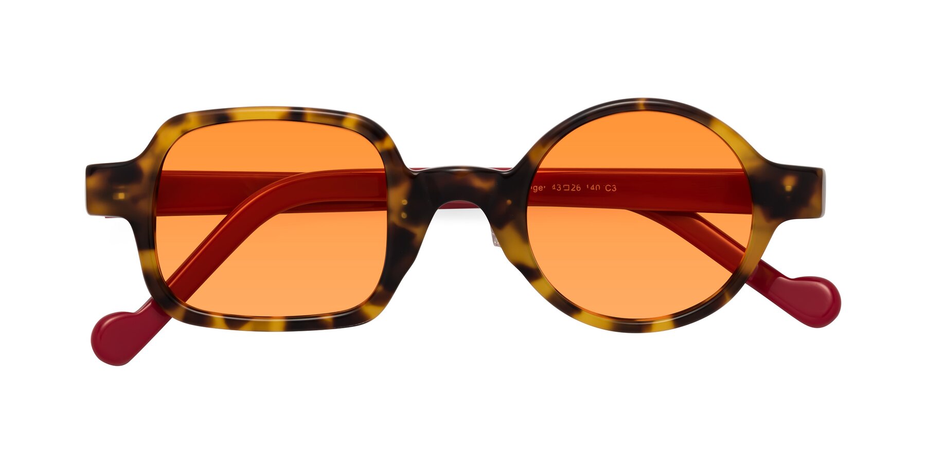 Folded Front of Singer in Tortoise with Orange Tinted Lenses