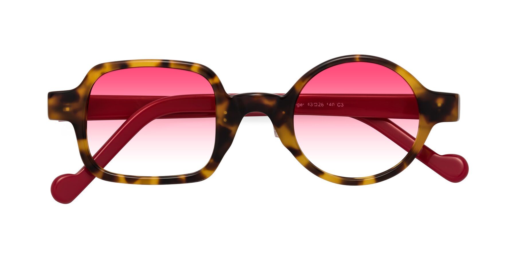 Folded Front of Singer in Tortoise with Pink Gradient Lenses