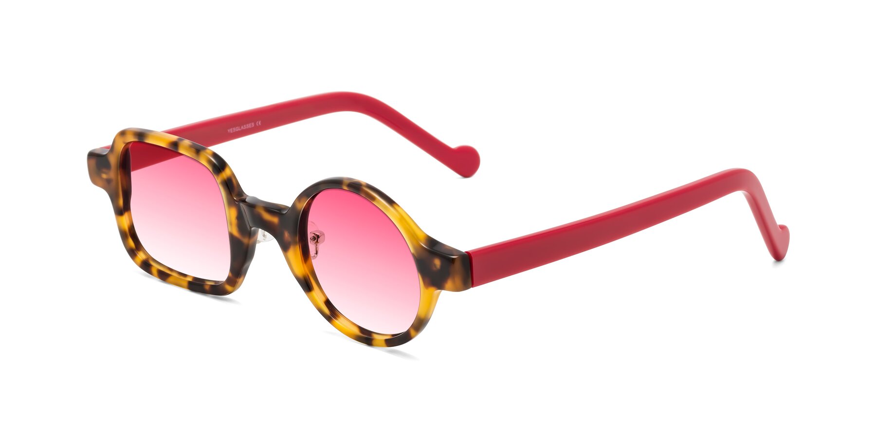 Angle of Singer in Tortoise with Pink Gradient Lenses