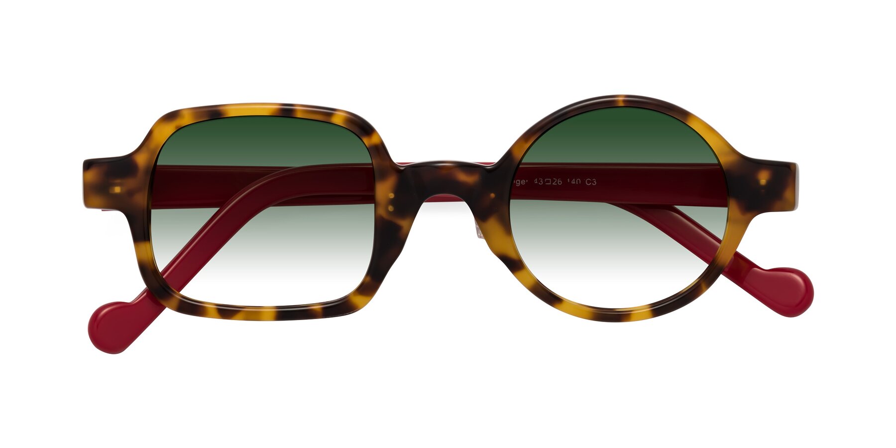 Folded Front of Singer in Tortoise with Green Gradient Lenses