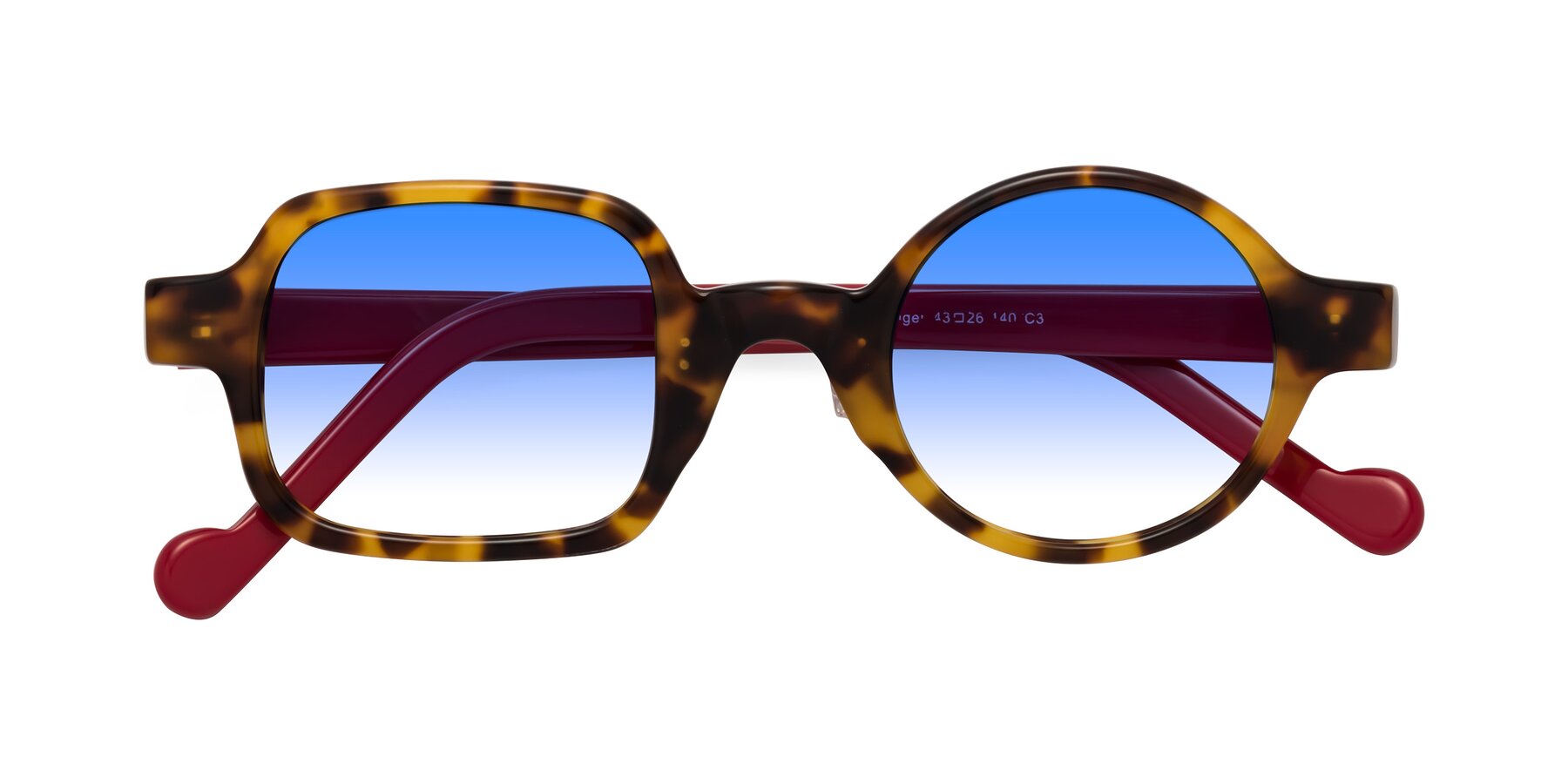 Folded Front of Singer in Tortoise with Blue Gradient Lenses