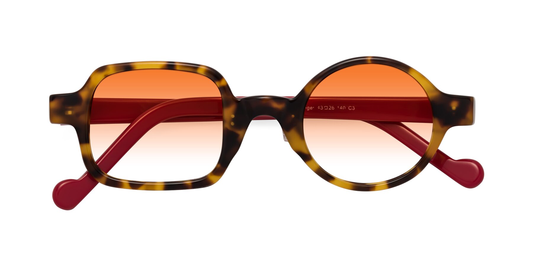 Folded Front of Singer in Tortoise with Orange Gradient Lenses