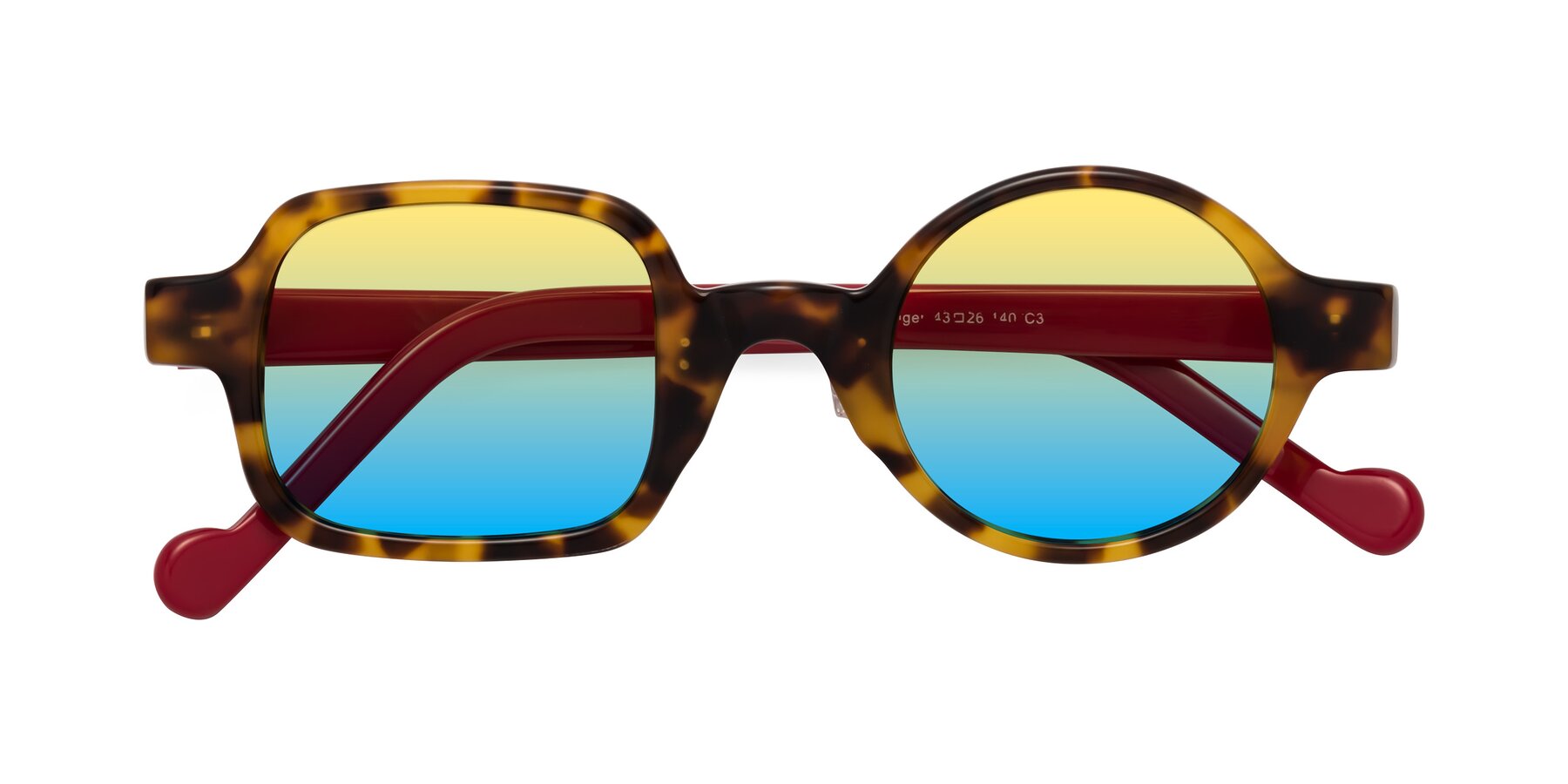 Folded Front of Singer in Tortoise with Yellow / Blue Gradient Lenses