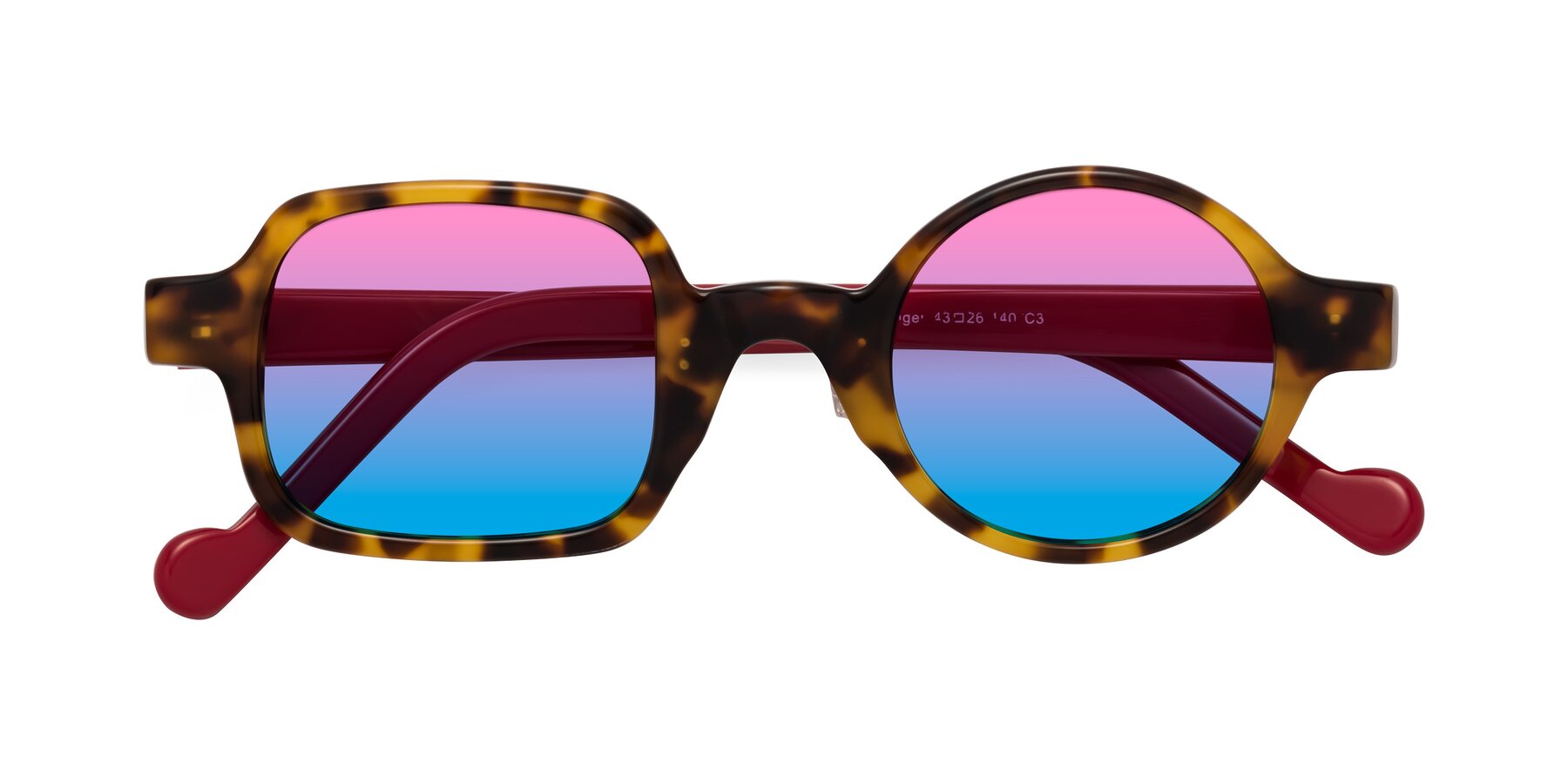 Folded Front of Singer in Tortoise with Pink / Blue Gradient Lenses