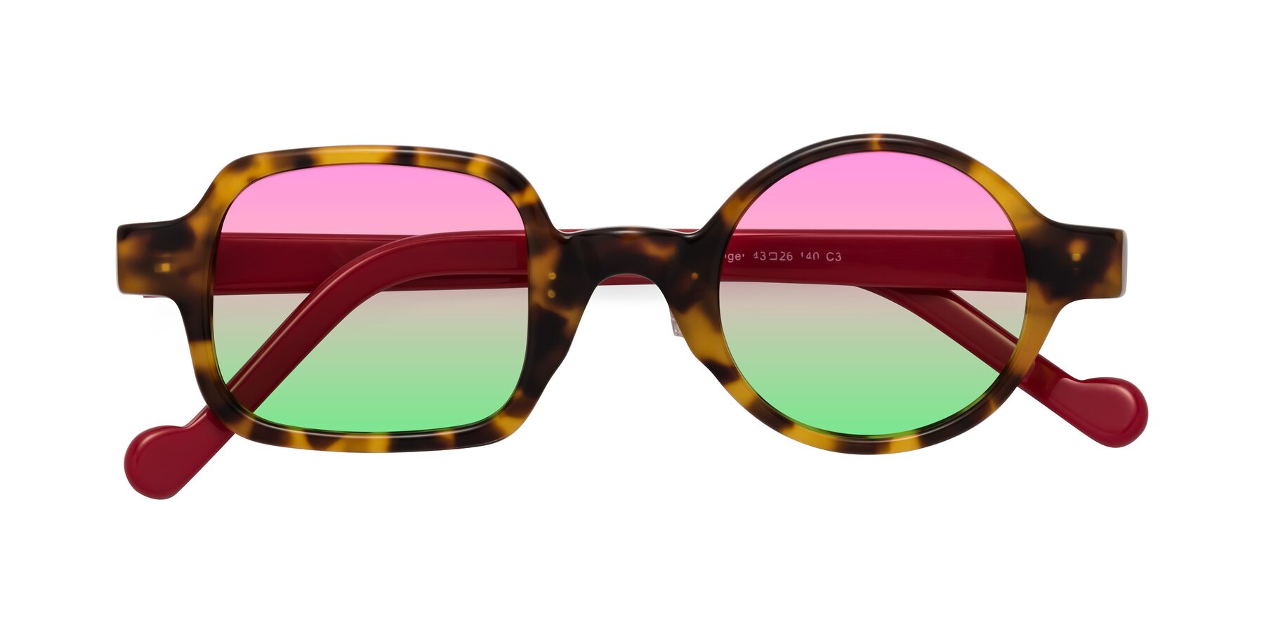 Folded Front of Singer in Tortoise with Pink / Green Gradient Lenses