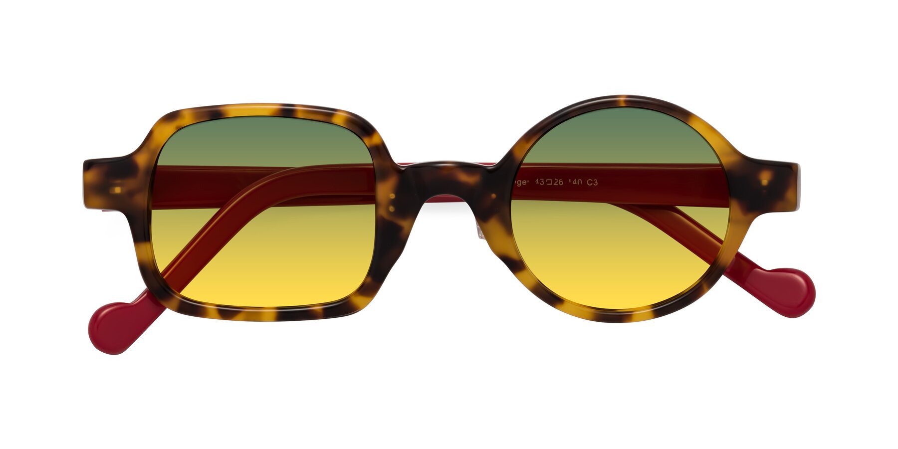 Folded Front of Singer in Tortoise with Green / Yellow Gradient Lenses