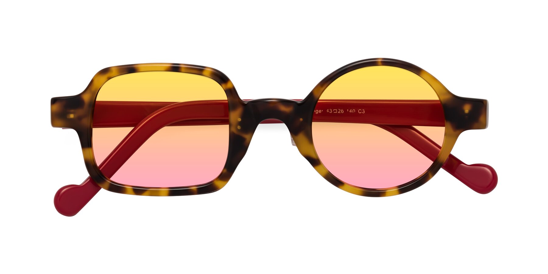 Folded Front of Singer in Tortoise with Yellow / Pink Gradient Lenses