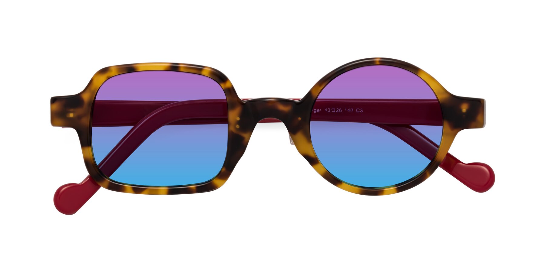 Folded Front of Singer in Tortoise with Purple / Blue Gradient Lenses