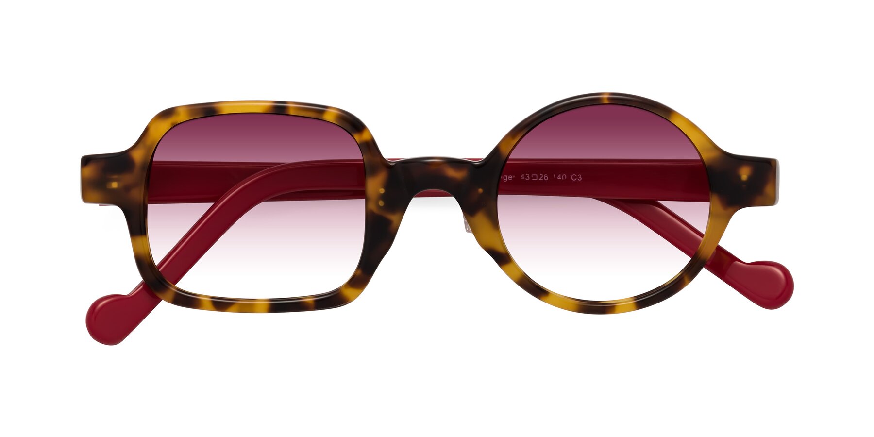 Folded Front of Singer in Tortoise with Wine Gradient Lenses