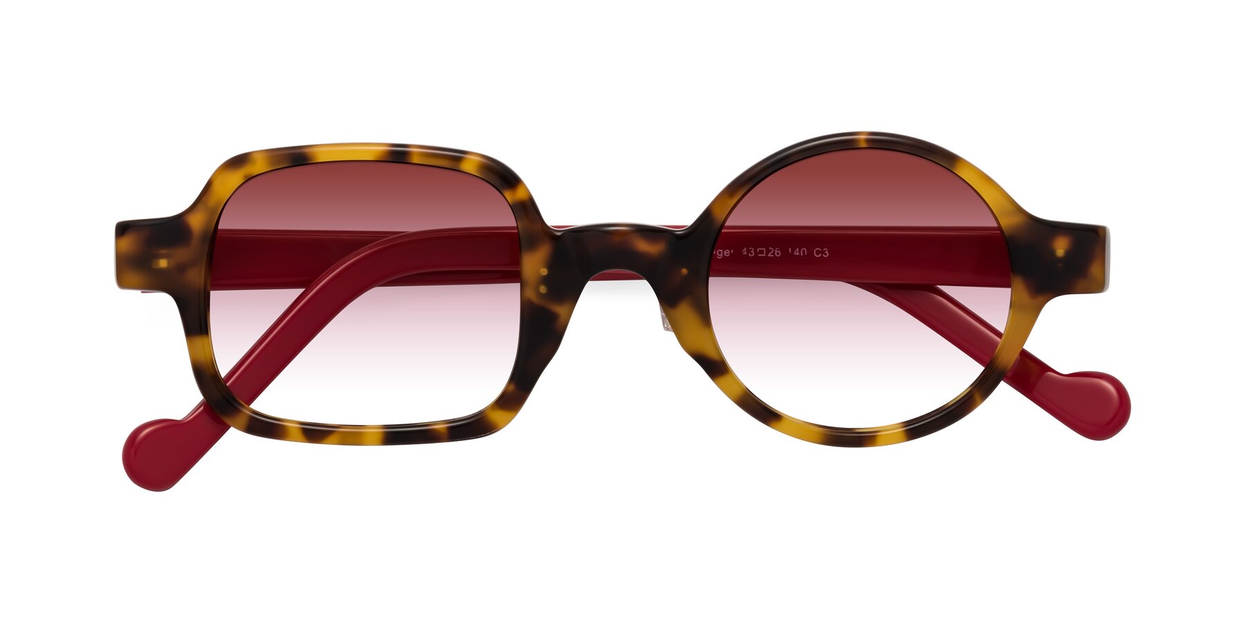 Folded Front of Singer in Tortoise with Garnet Gradient Lenses