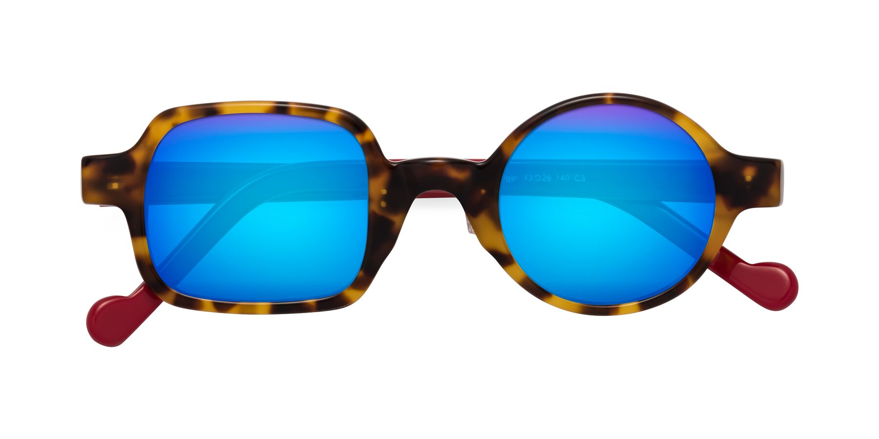 Folded Front of Singer in Tortoise with Blue Mirrored Lenses