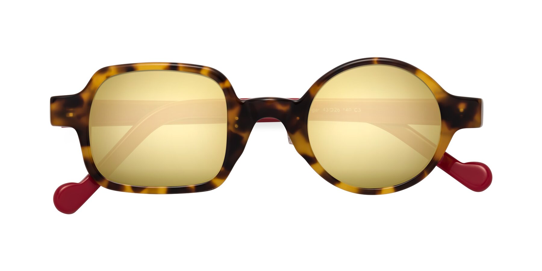 Folded Front of Singer in Tortoise with Gold Mirrored Lenses