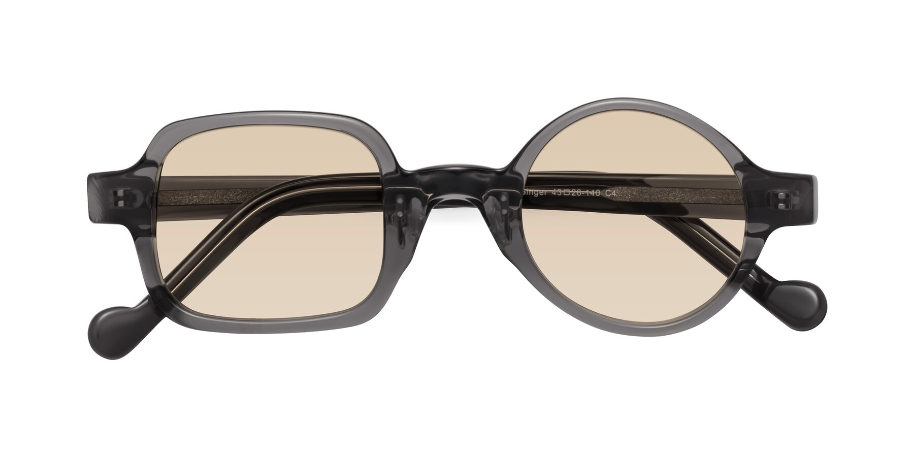 Folded Front of Singer in Transparent Gray with Light Brown Tinted Lenses