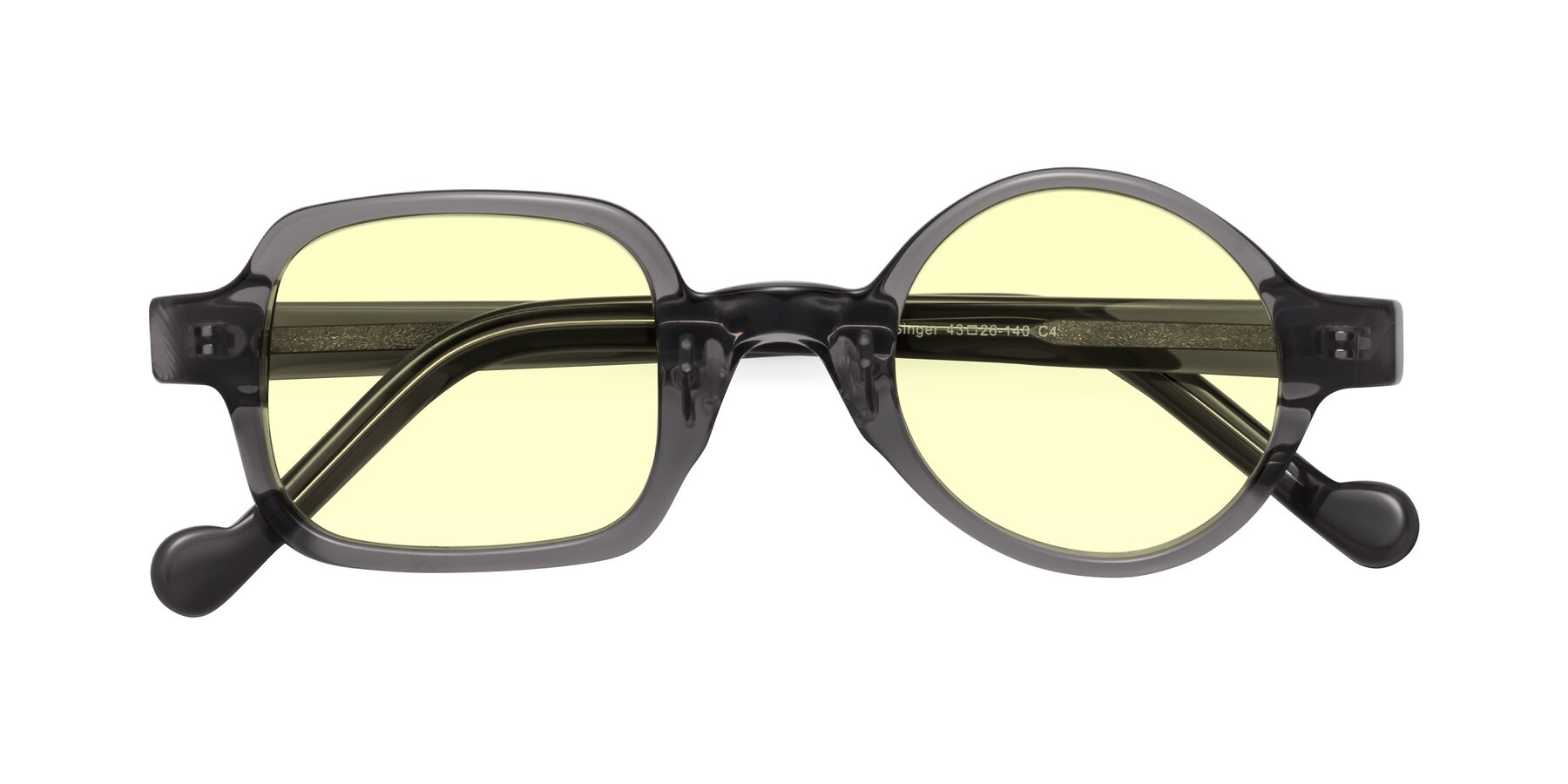 Folded Front of Singer in Transparent Gray with Light Yellow Tinted Lenses