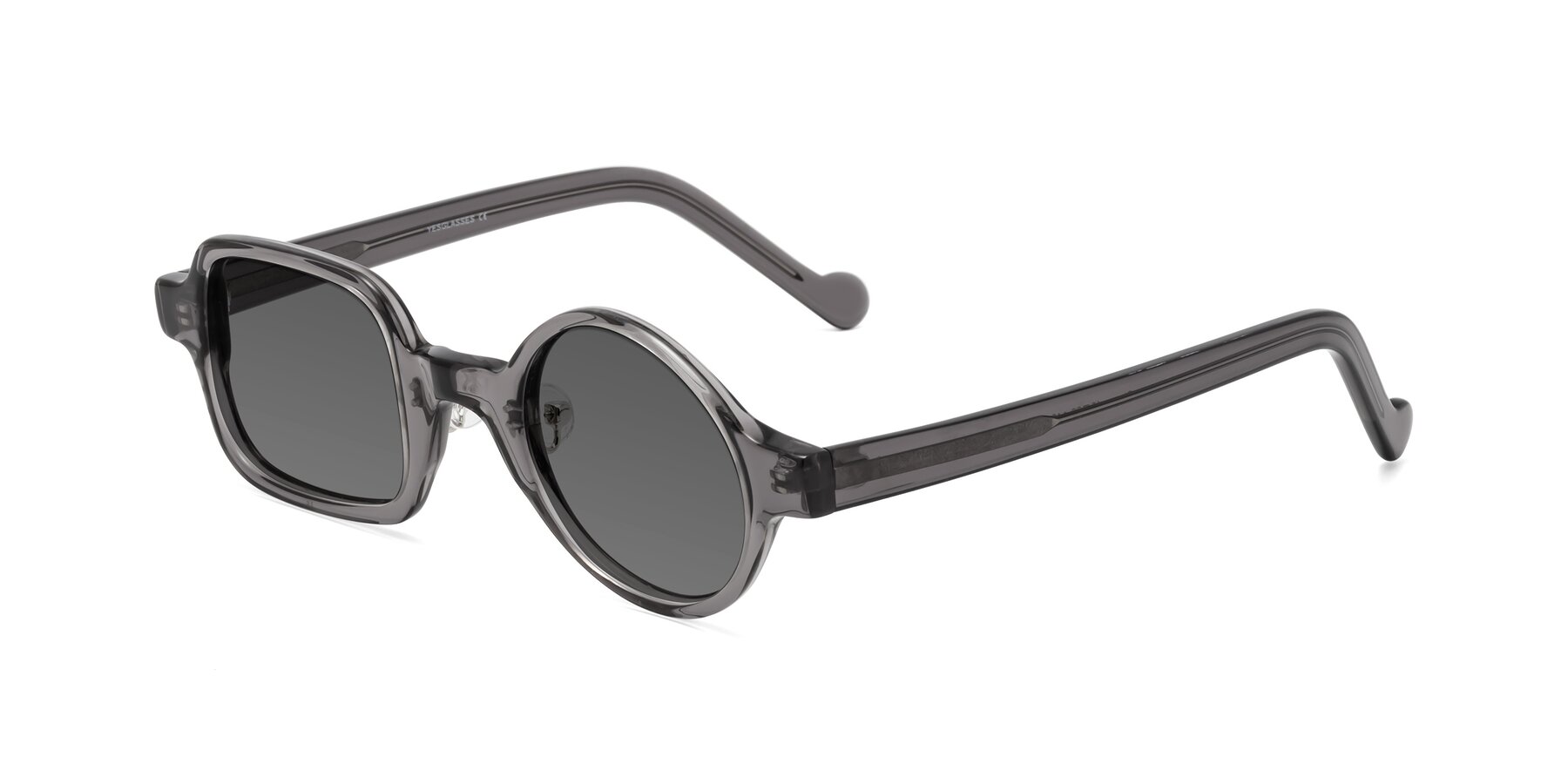 Angle of Singer in Transparent Gray with Medium Gray Tinted Lenses