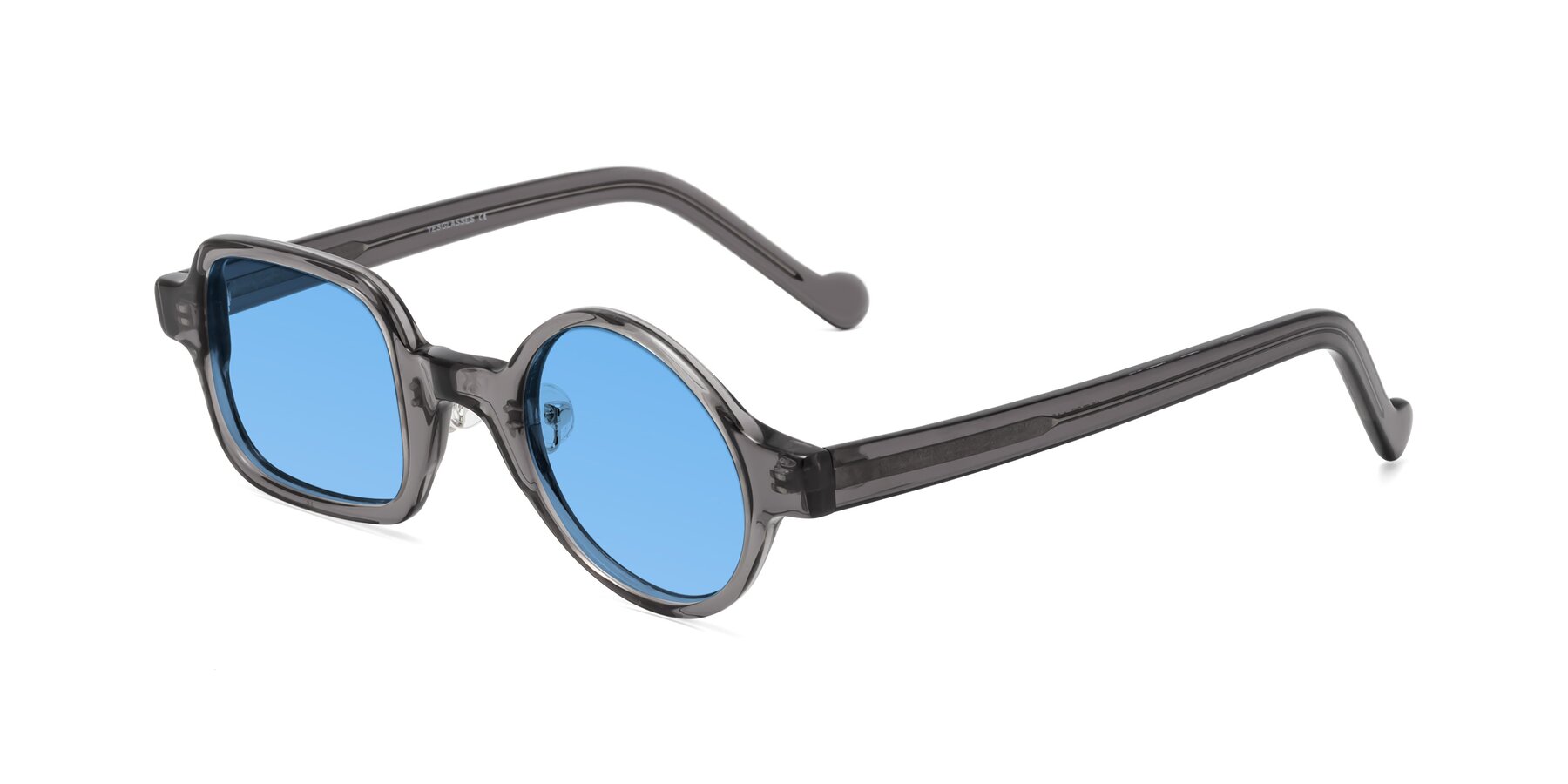 Angle of Singer in Transparent Gray with Medium Blue Tinted Lenses