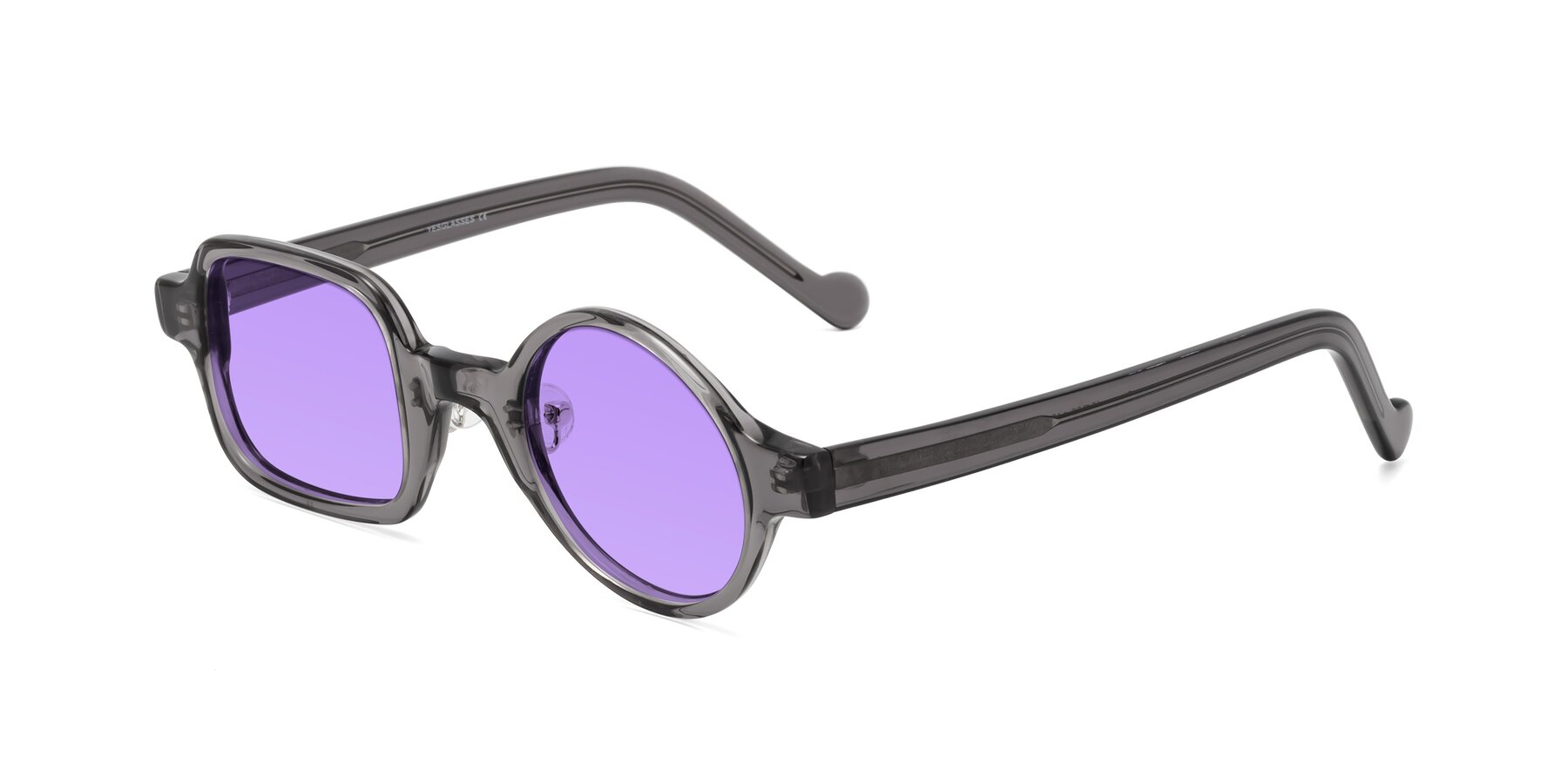 Angle of Singer in Transparent Gray with Medium Purple Tinted Lenses