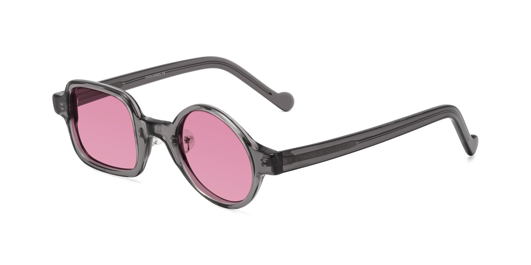 Angle of Singer in Transparent Gray with Medium Wine Tinted Lenses