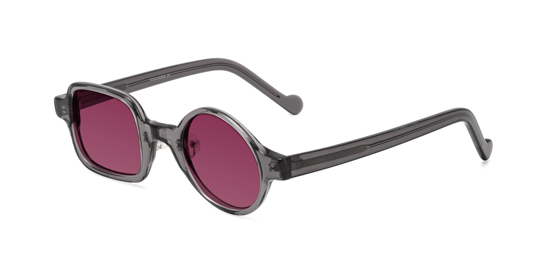 Angle of Singer in Transparent Gray with Wine Tinted Lenses