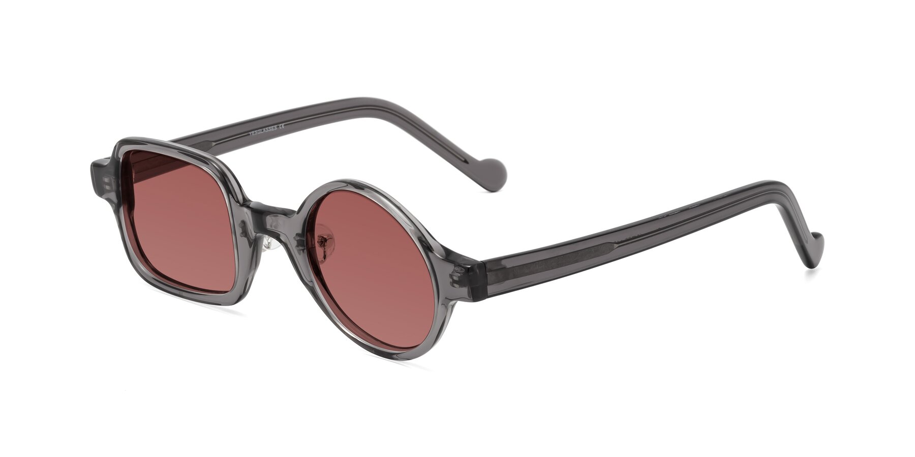 Angle of Singer in Transparent Gray with Garnet Tinted Lenses