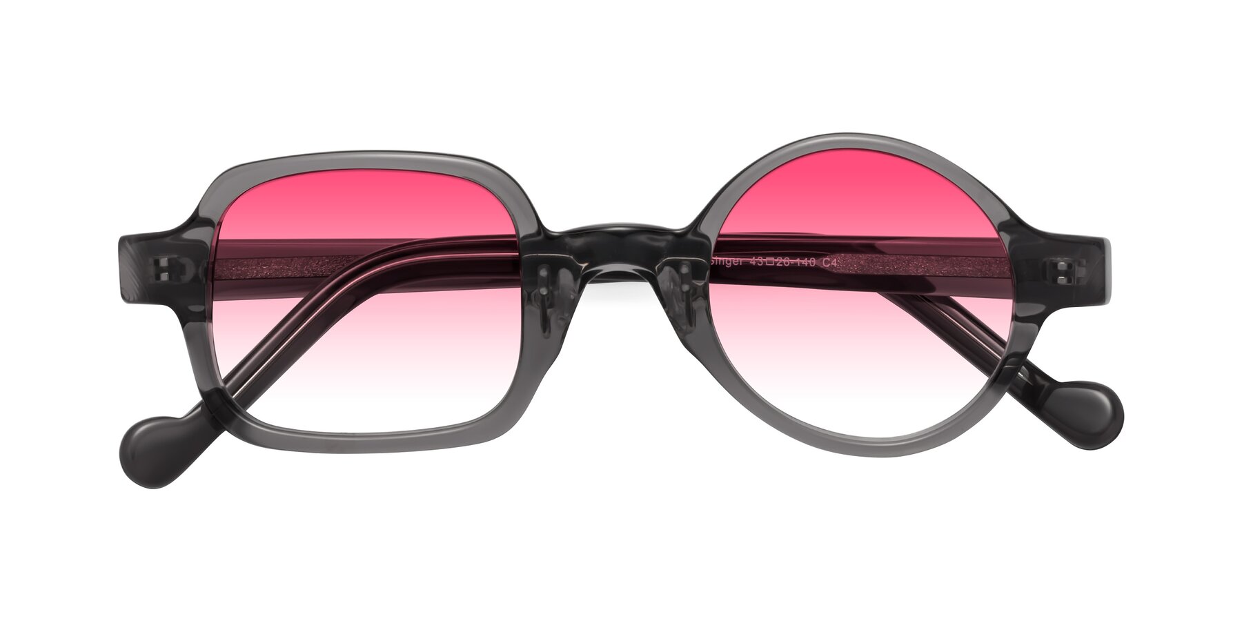 Folded Front of Singer in Transparent Gray with Pink Gradient Lenses