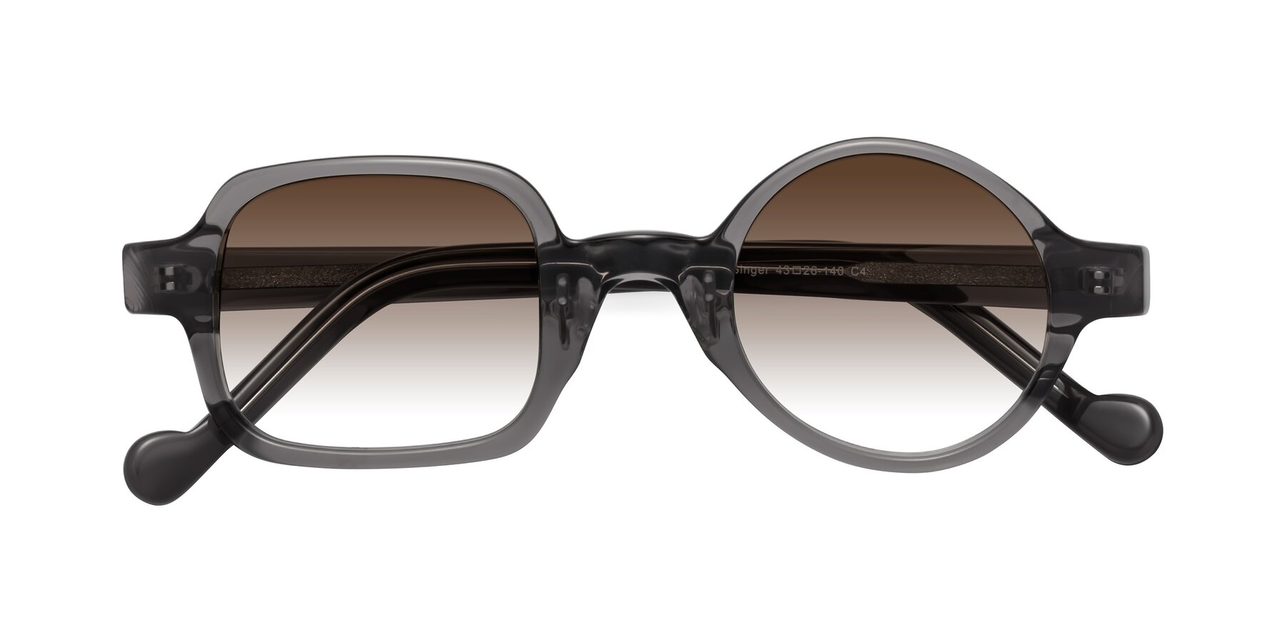 Folded Front of Singer in Transparent Gray with Brown Gradient Lenses