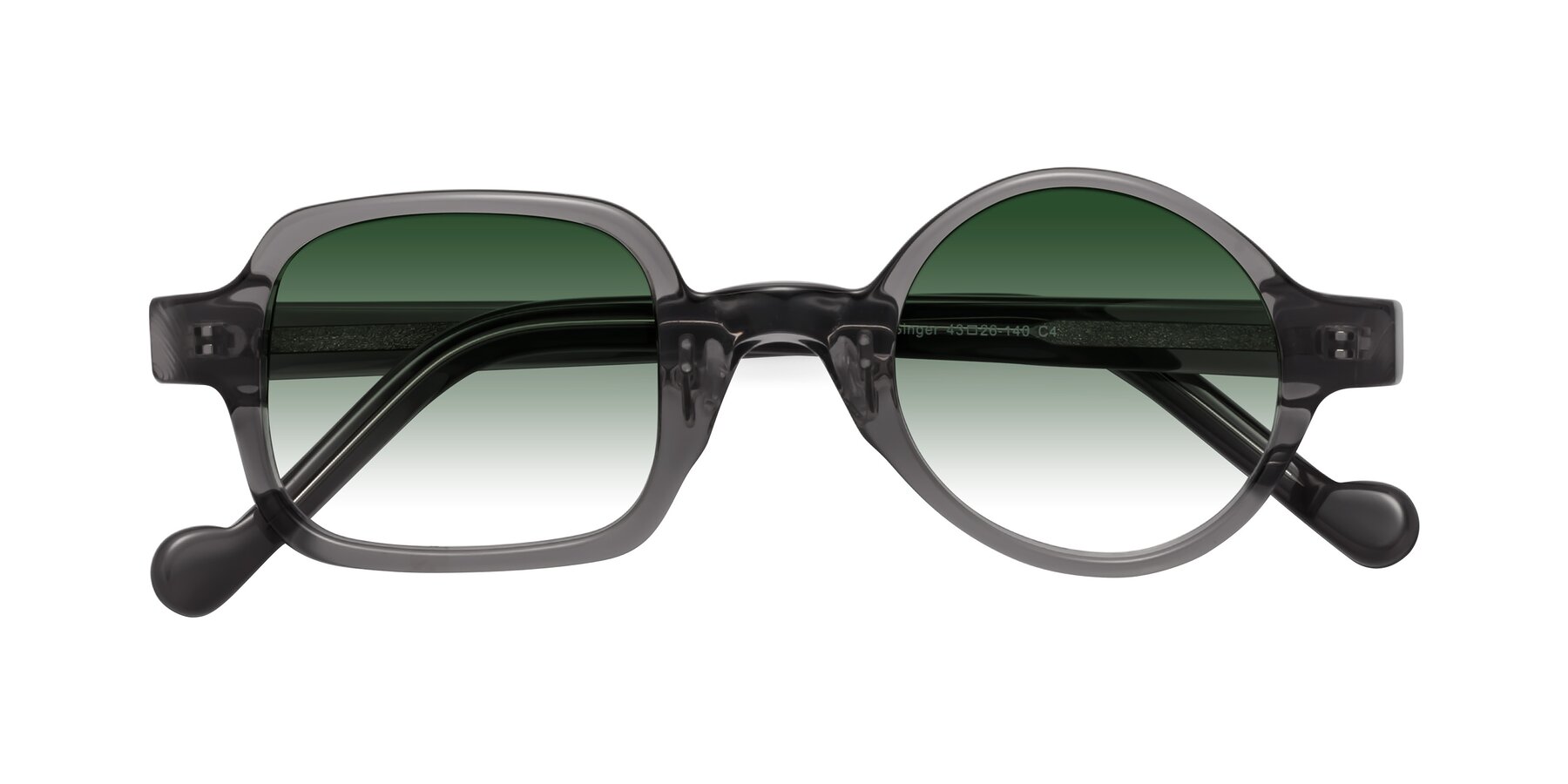 Folded Front of Singer in Transparent Gray with Green Gradient Lenses