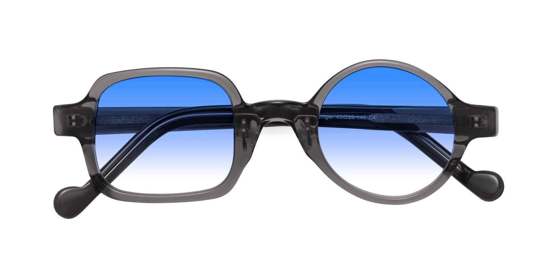 Folded Front of Singer in Transparent Gray with Blue Gradient Lenses