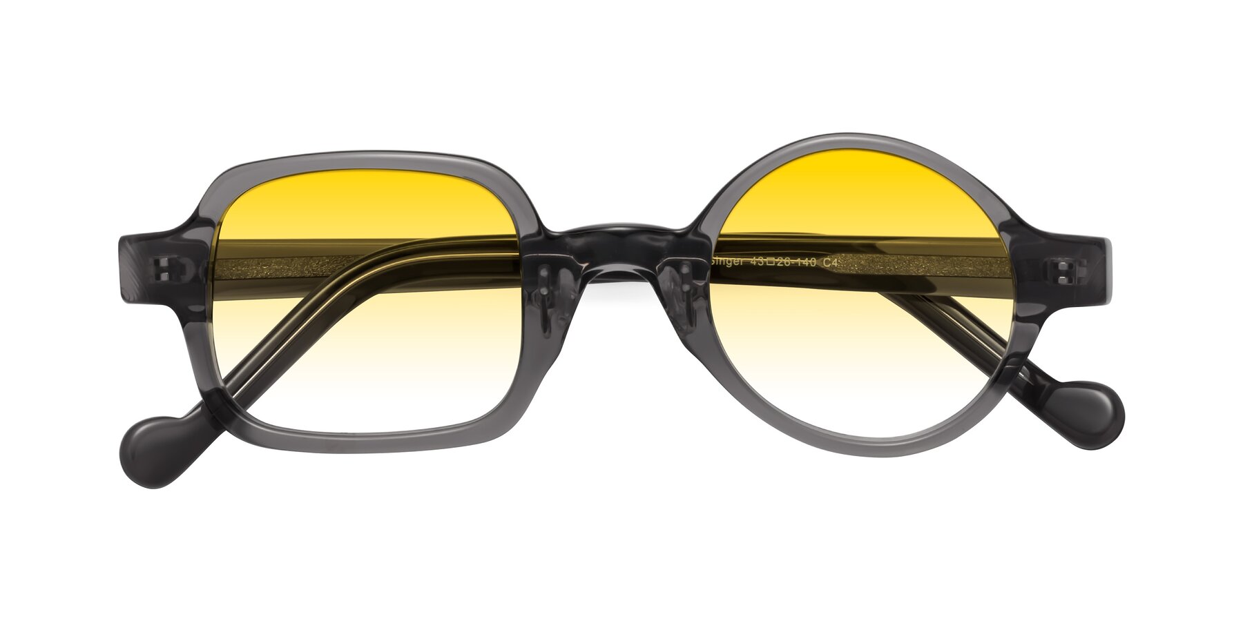 Folded Front of Singer in Transparent Gray with Yellow Gradient Lenses