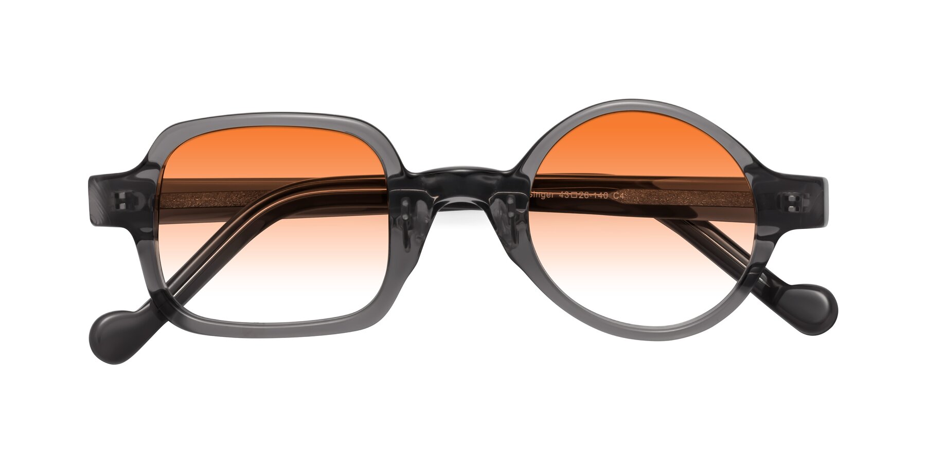 Folded Front of Singer in Transparent Gray with Orange Gradient Lenses