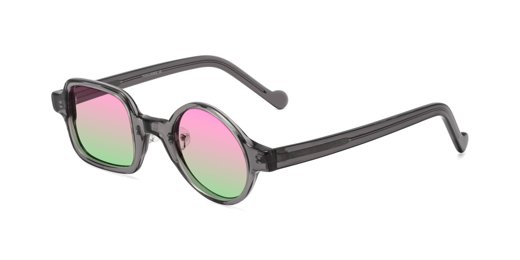 Angle of Singer in Transparent Gray with Pink / Green Gradient Lenses