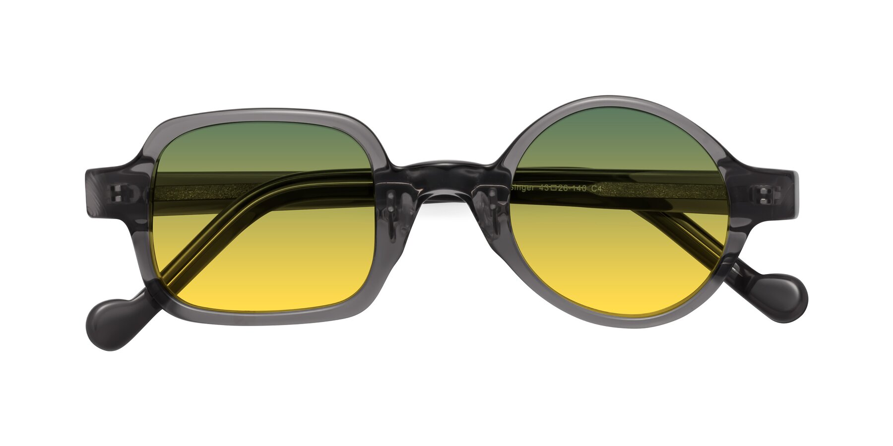 Folded Front of Singer in Transparent Gray with Green / Yellow Gradient Lenses