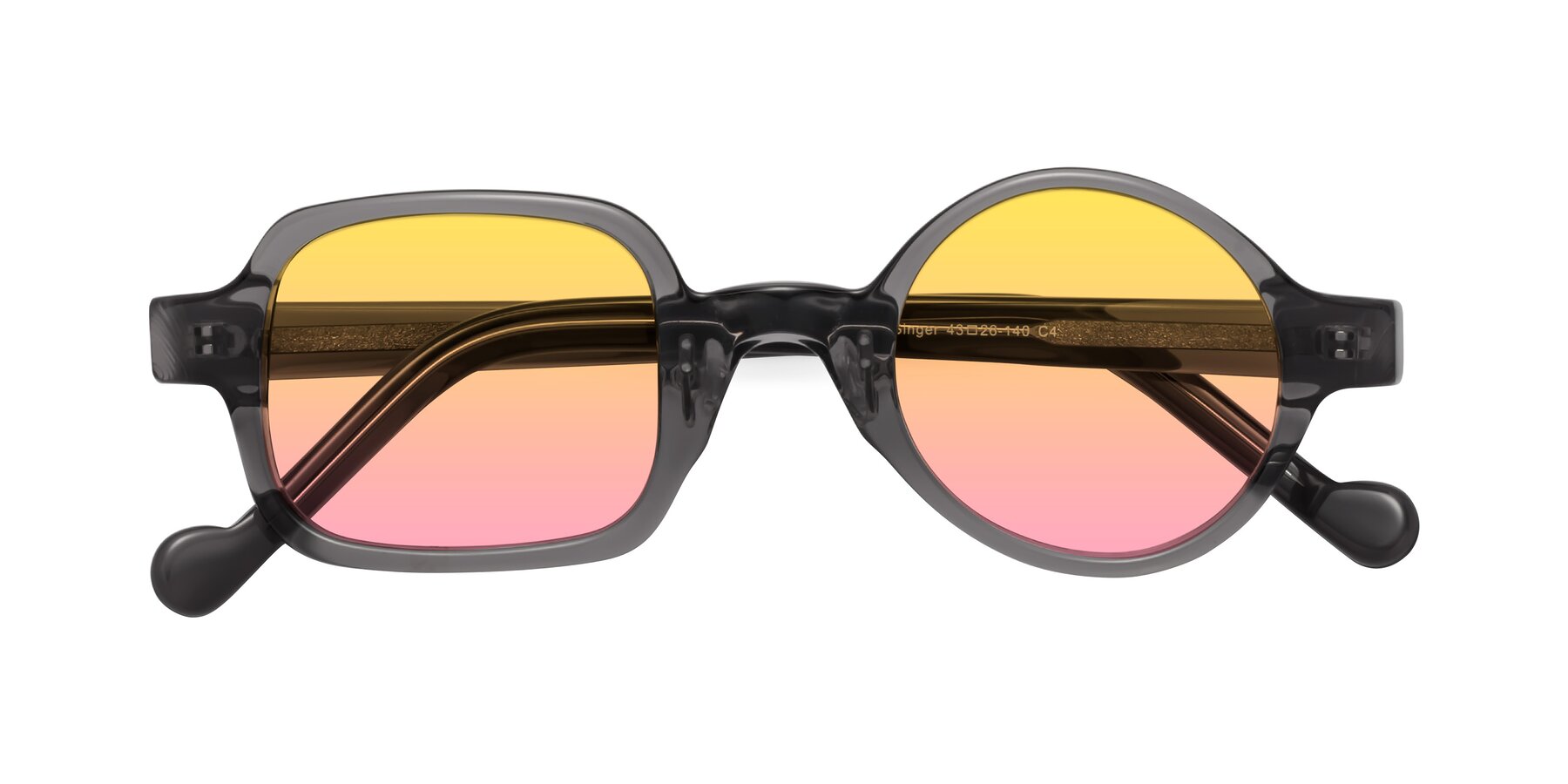 Folded Front of Singer in Transparent Gray with Yellow / Pink Gradient Lenses