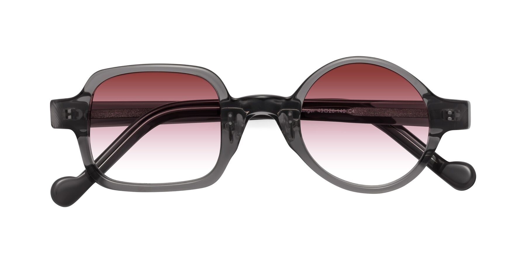 Folded Front of Singer in Transparent Gray with Garnet Gradient Lenses