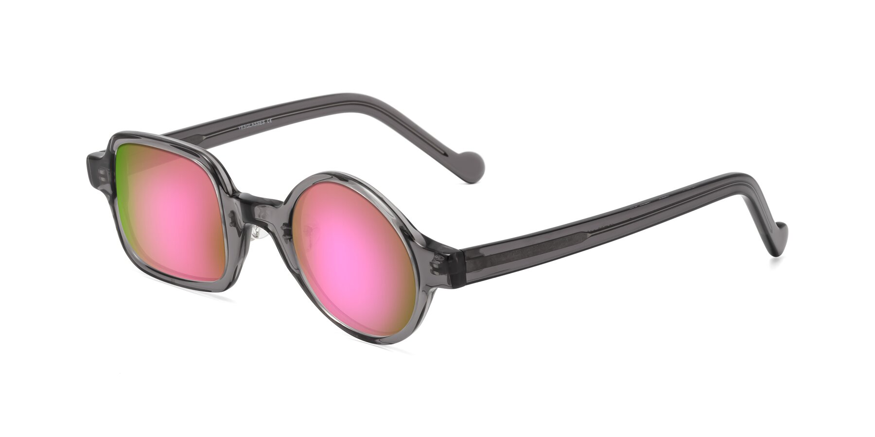 Angle of Singer in Transparent Gray with Pink Mirrored Lenses