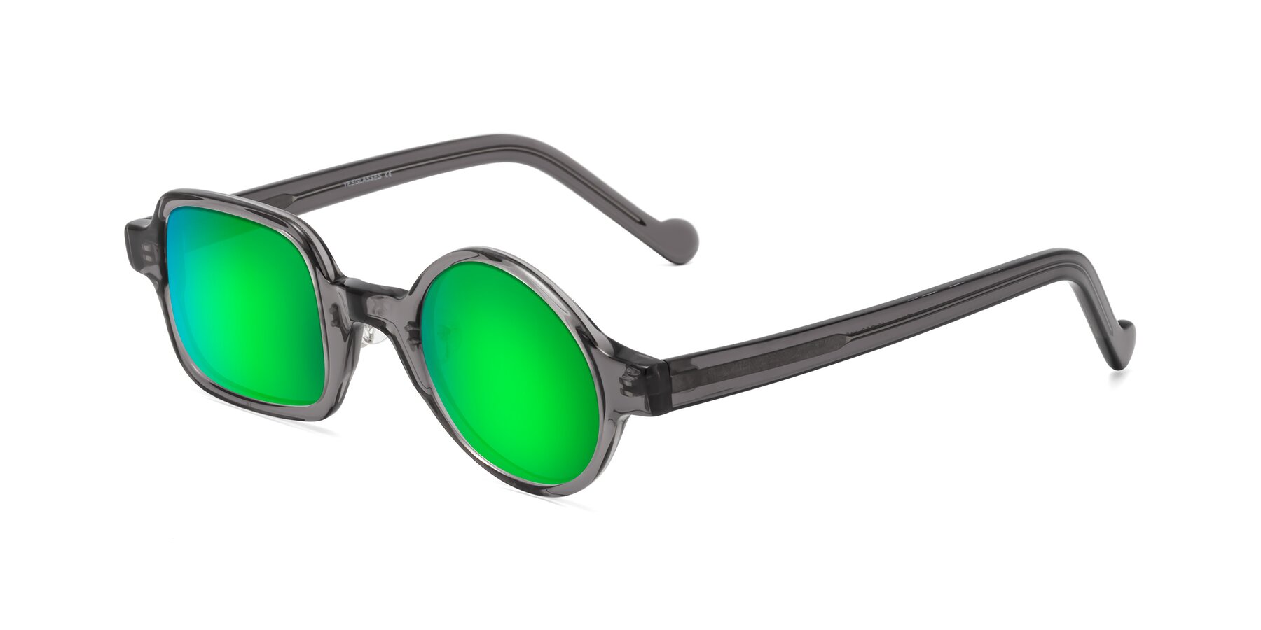 Angle of Singer in Transparent Gray with Green Mirrored Lenses