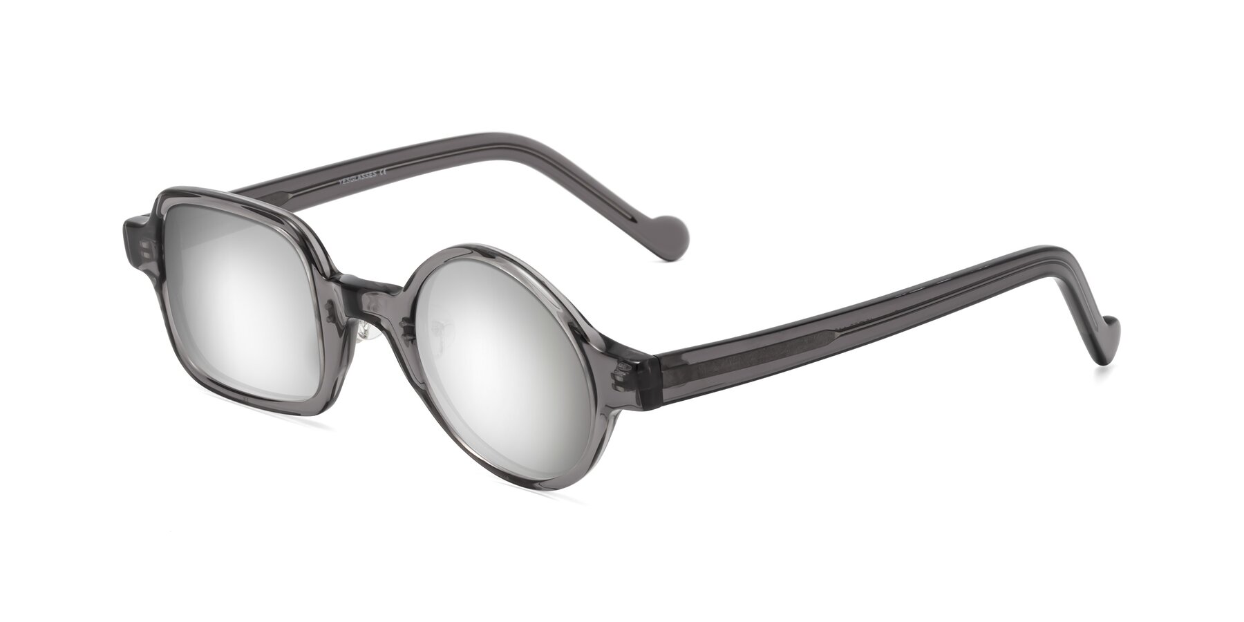 Angle of Singer in Transparent Gray with Silver Mirrored Lenses