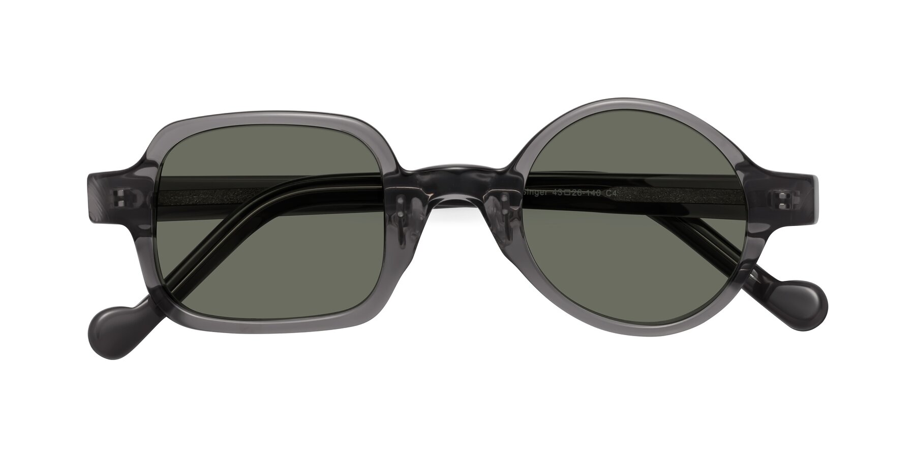 Folded Front of Singer in Transparent Gray with Gray Polarized Lenses