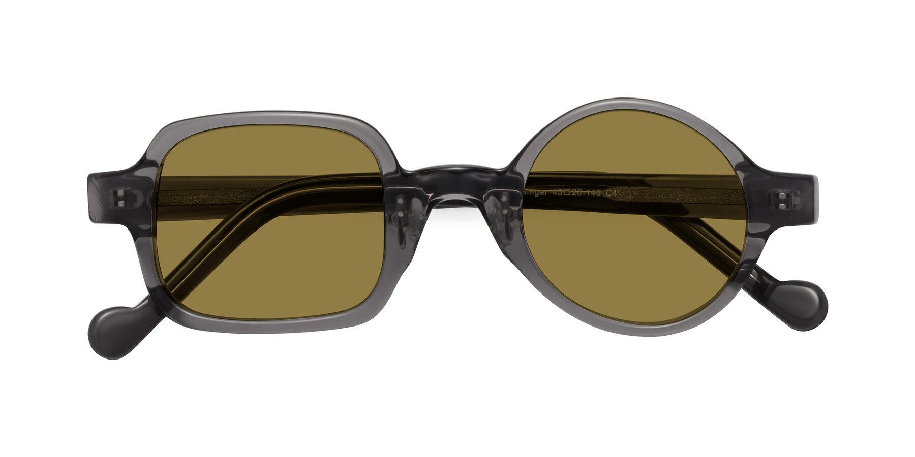 Folded Front of Singer in Transparent Gray with Brown Polarized Lenses