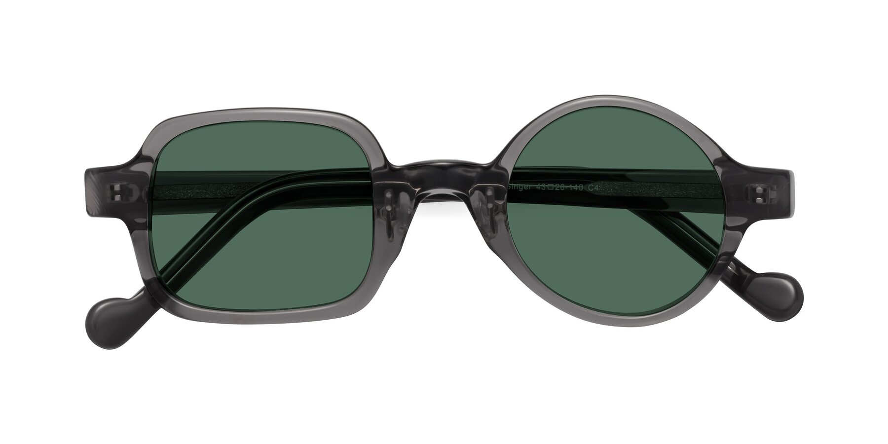 Folded Front of Singer in Transparent Gray with Green Polarized Lenses