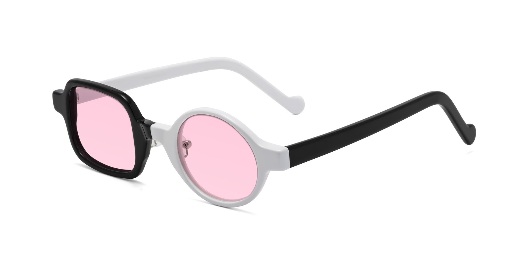 Angle of Singer in Black-White with Light Pink Tinted Lenses