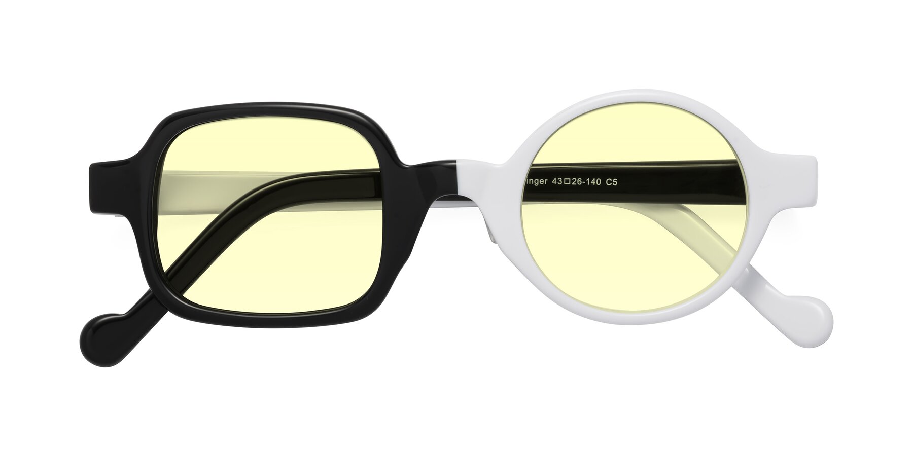 Folded Front of Singer in Black/White with Light Yellow Tinted Lenses